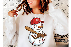 Baseball Funny Snowman, Funny Christ, an Illustration by Designking