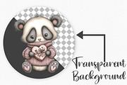 Whimsical Valentine Panda Clipart, an Illustration by Canvas Craft (Thumbnail 2 of 6)