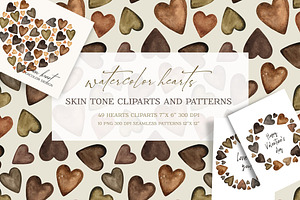 Watercolor heart cliparts & patterns
