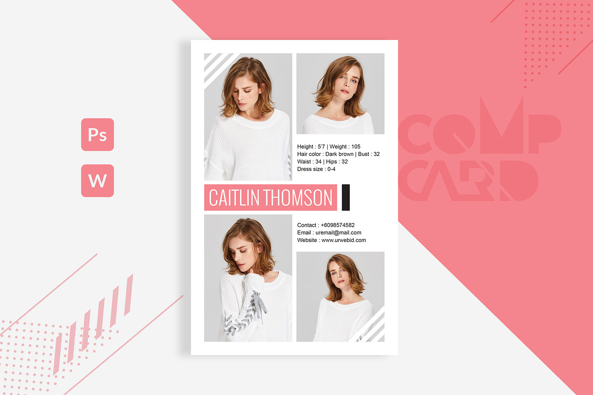 Modeling Comp Card Design, an Invitation Template by TemplatesForest