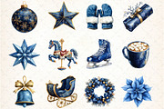 Navy Blue Christmas Clipart, an Illustration by DreamCafeArt (Thumbnail 3 of 5)