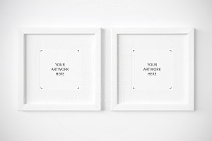 Set of 2 square white frames mockup
