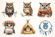 Boho Owl Sublimation Clipart, an Illustration by Dream Creation (Thumbnail 3 of 7)