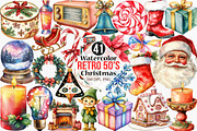 Retro 50's Christmas Clipart, an Illustration by Canvas Craft (Thumbnail 1 of 7)