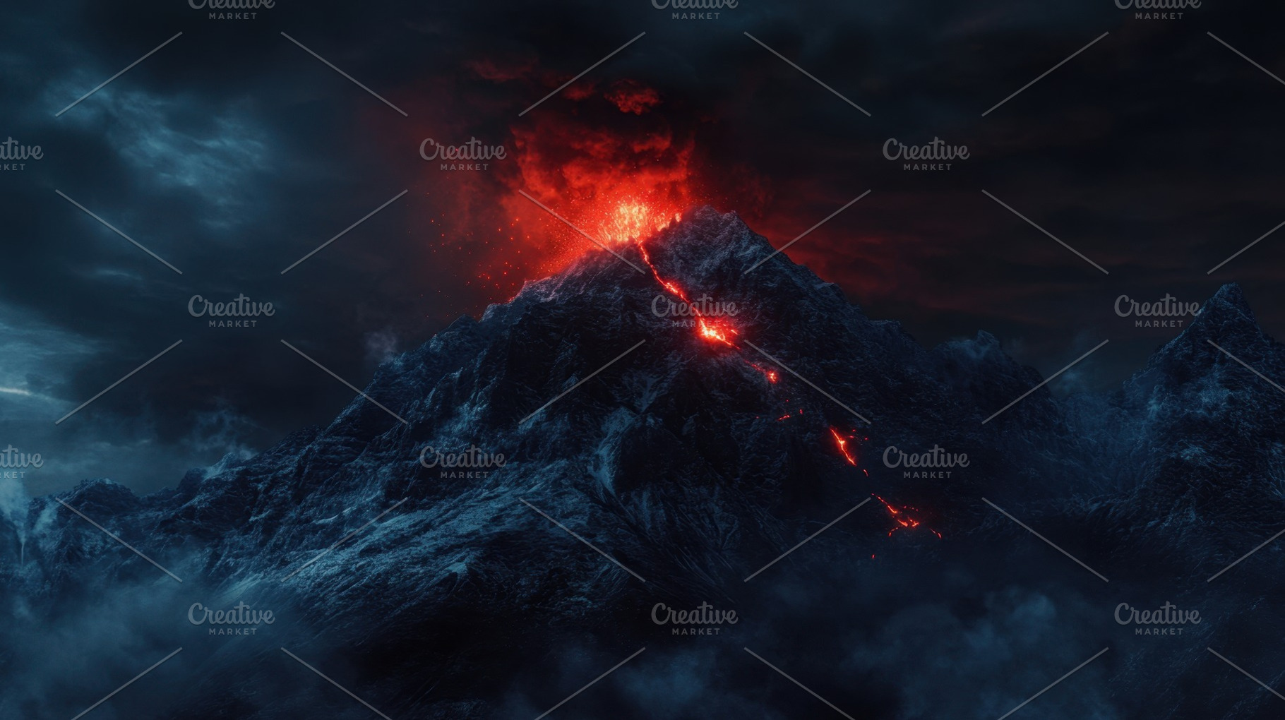 Volcano lights up dark sky, a Photo by Beautiful things