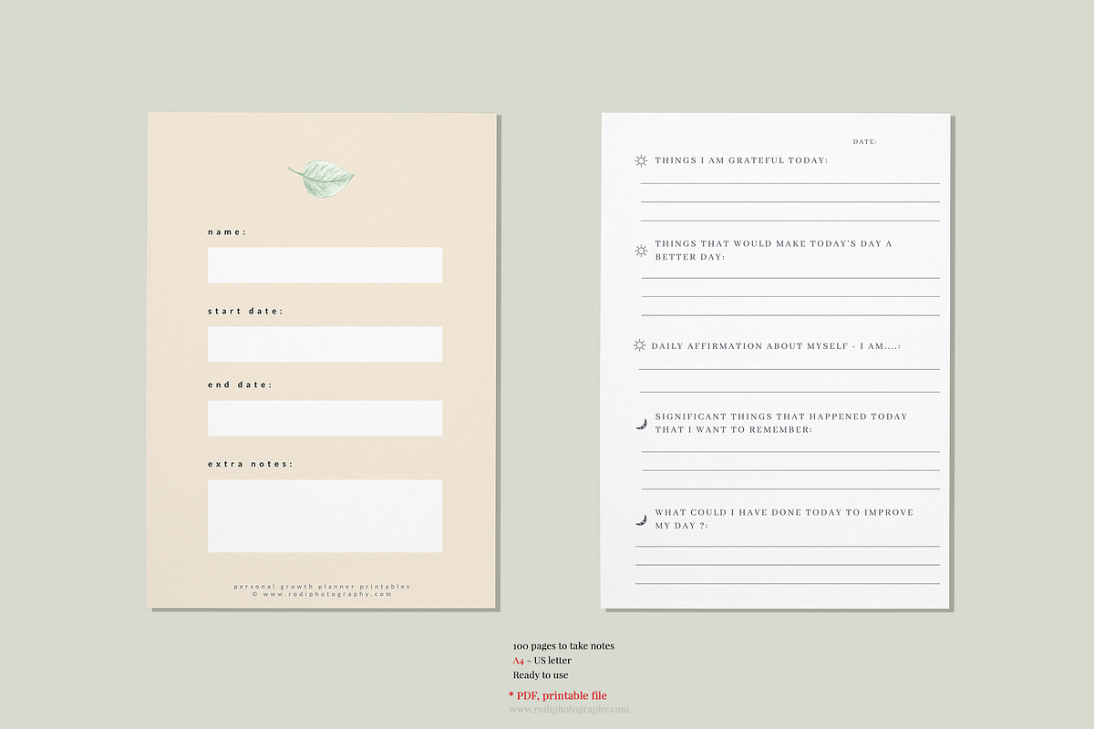 Gratitude Journal -(GREEN Printable), a Brochure Template by Her creative details (Photo 2 of 4)