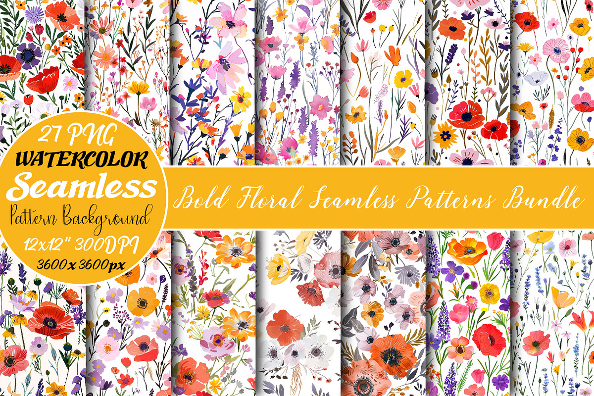 Bold Floral Seamless Patterns Bundle, an Object Graphic by DreamCafeArt (Photo 1 of 5)