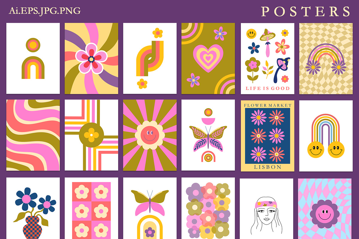 Retro 70s Groovy Posters wall print, an Illustration by Sofico (Photo 8 of 8)