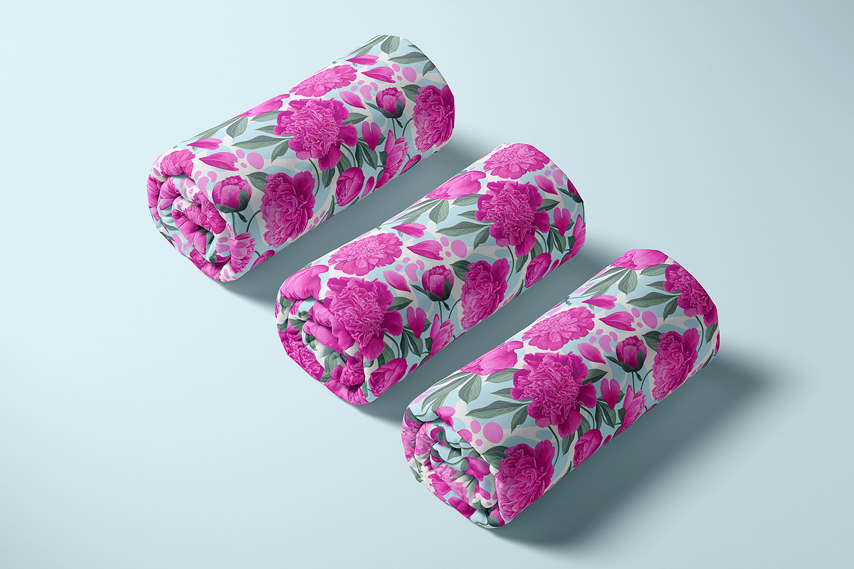 Pink Peonies & Splashes Pattern, a Pattern Graphic by MarynaPetrovska (Photo 7 of 12)