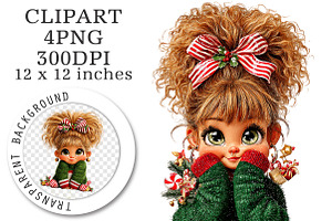 Whimsical Christmas Girl Clipart