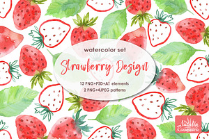 Strawberry watercolor design