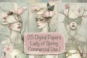 25 Lady Of Spring Digital Papers, a Person Illustration by Fusion Dream