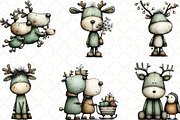 Whimsical Christmas Reindeer Clipart, an Illustration by Black Bird Studio (Thumbnail 3 of 6)