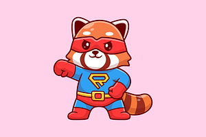 Cute Red Panda Super Hero Cartoon, an Animal Illustration by Catalyst Labs