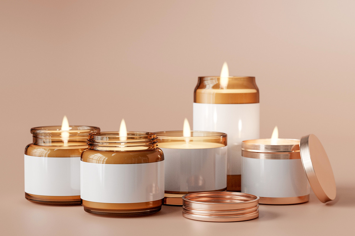 Amber Glass Candle Mockup Bundle, a Packaging Mockup by pmvch (Photo 2 of 135)