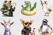 Funny Animal Clipart Bundle, an Illustration by Black Bird Studio (Thumbnail 5 of 6)