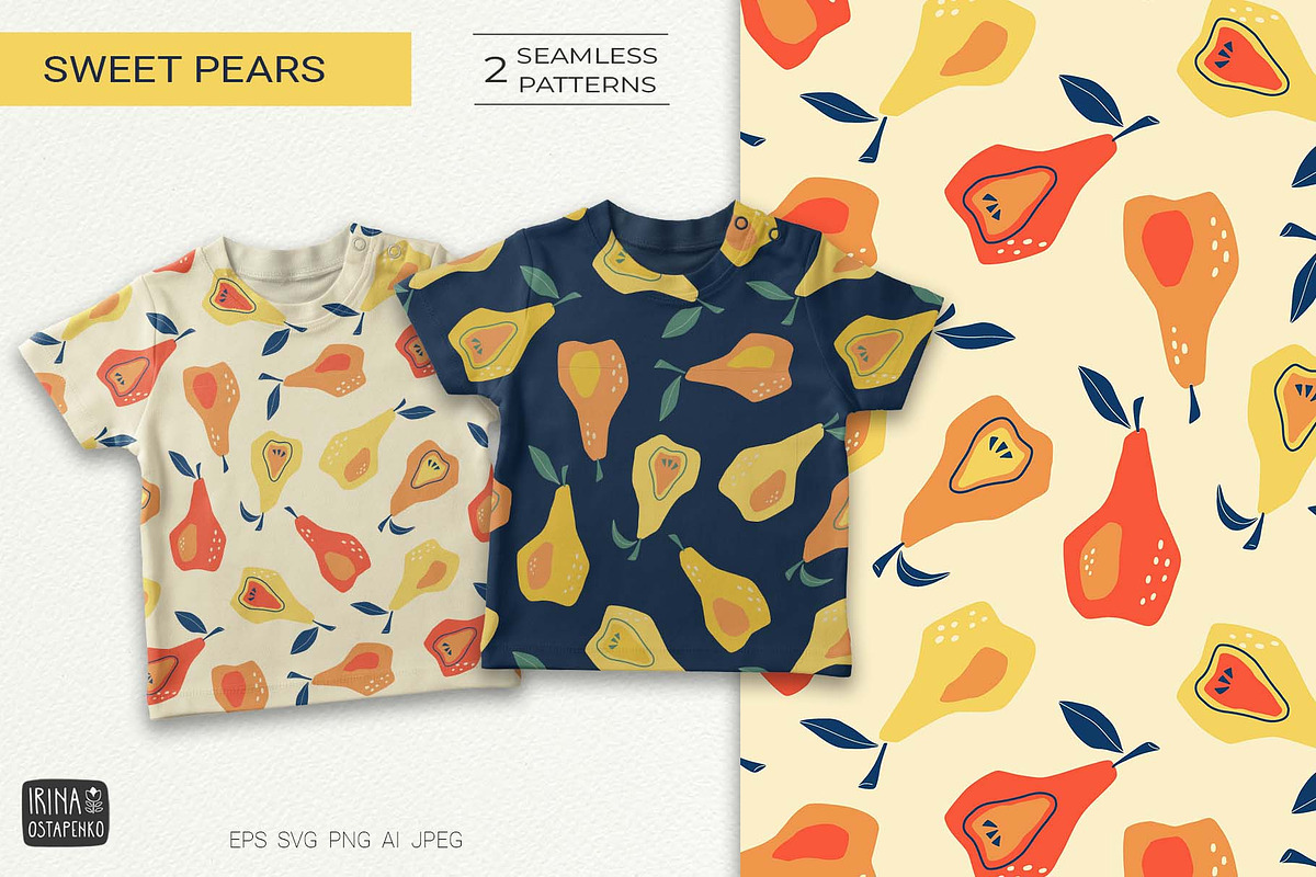 Sweet Pears Seamless Pattern Set, a Pattern Graphic by Irina Ostapenko (Photo 1 of 5)