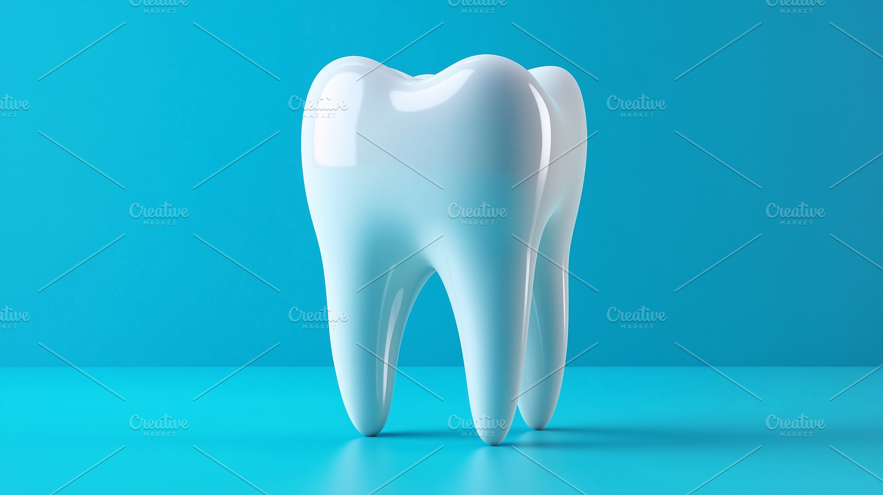 White tooth on blue background, a Health & Medical Photo by MistyDay