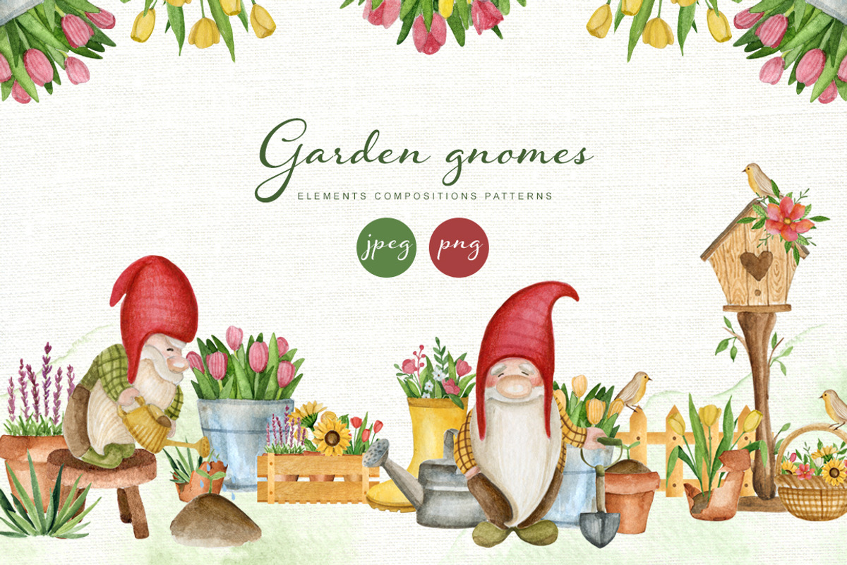 Watercolor gnomes. Big bundle, an Illustration by JuliaBadeeva (Photo 14 of 27)