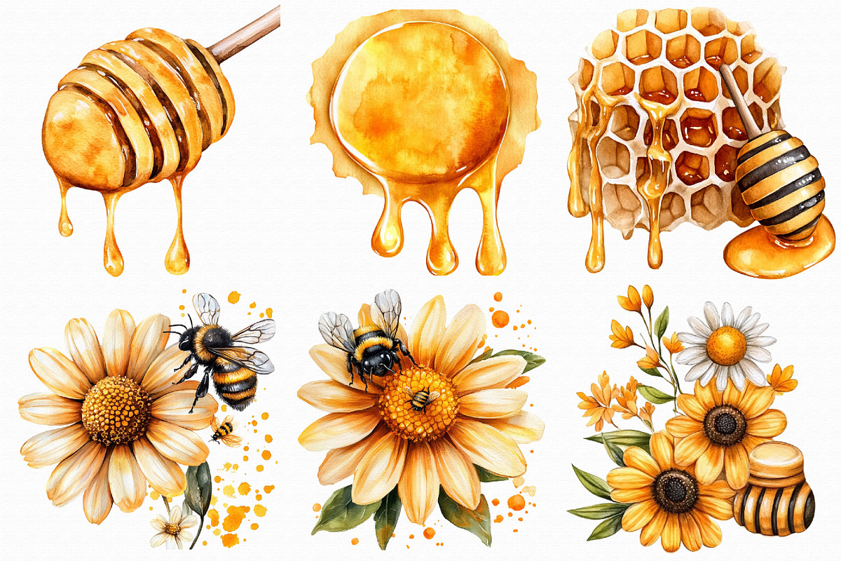 Watercolor Honey Clipart, an Illustration by Libby Wishes (Photo 3 of 5)