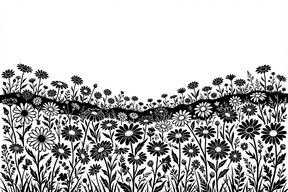 60 Daisy Flower Field Silhouette, a Seasonal Illustration by Amazin_art (Photo 33 of 35)
