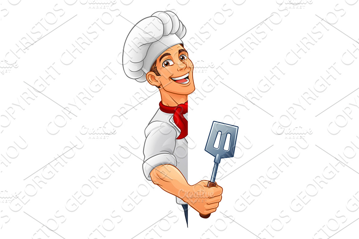 Chef Baker Cartoon Cook Mascot Man, a Person Illustration by Christos Georghiou