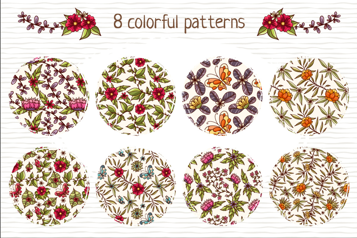 Set of floral patterns preview 2