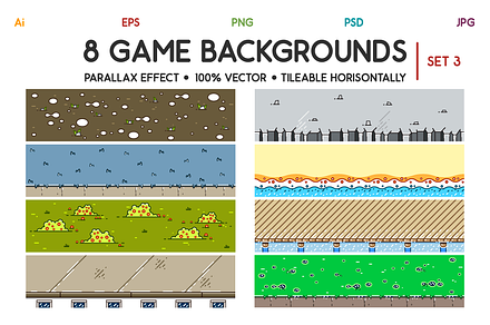 8 Game Backgrounds Set 9, an Illustration by yurakr