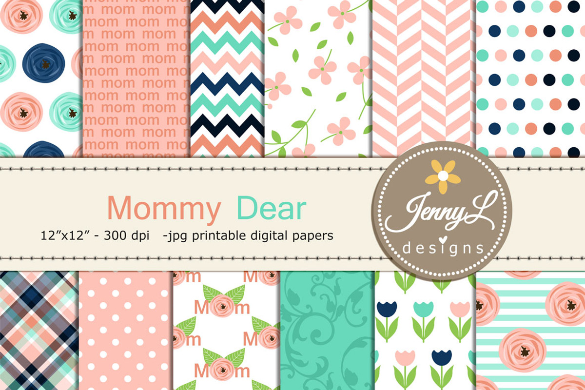 Mother's Day Digital Papers, a Pattern Graphic by JennyL Designs (Photo 1 of 4)