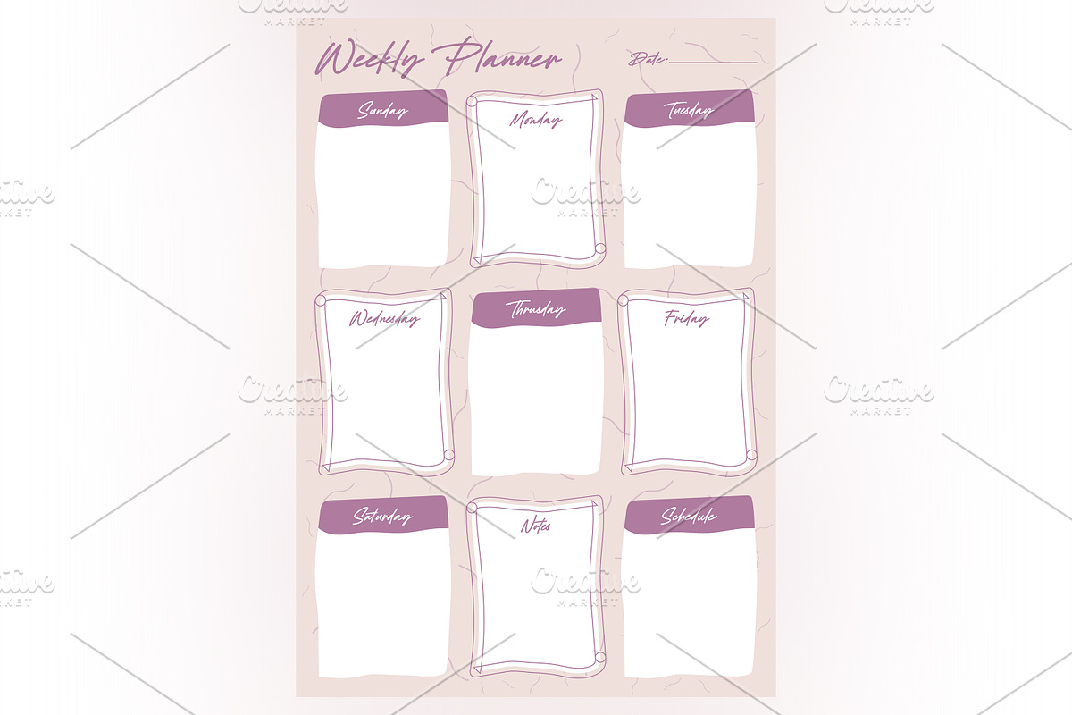 Weekly Planner Sheet Design-25, a Stationery Template by shahsoft