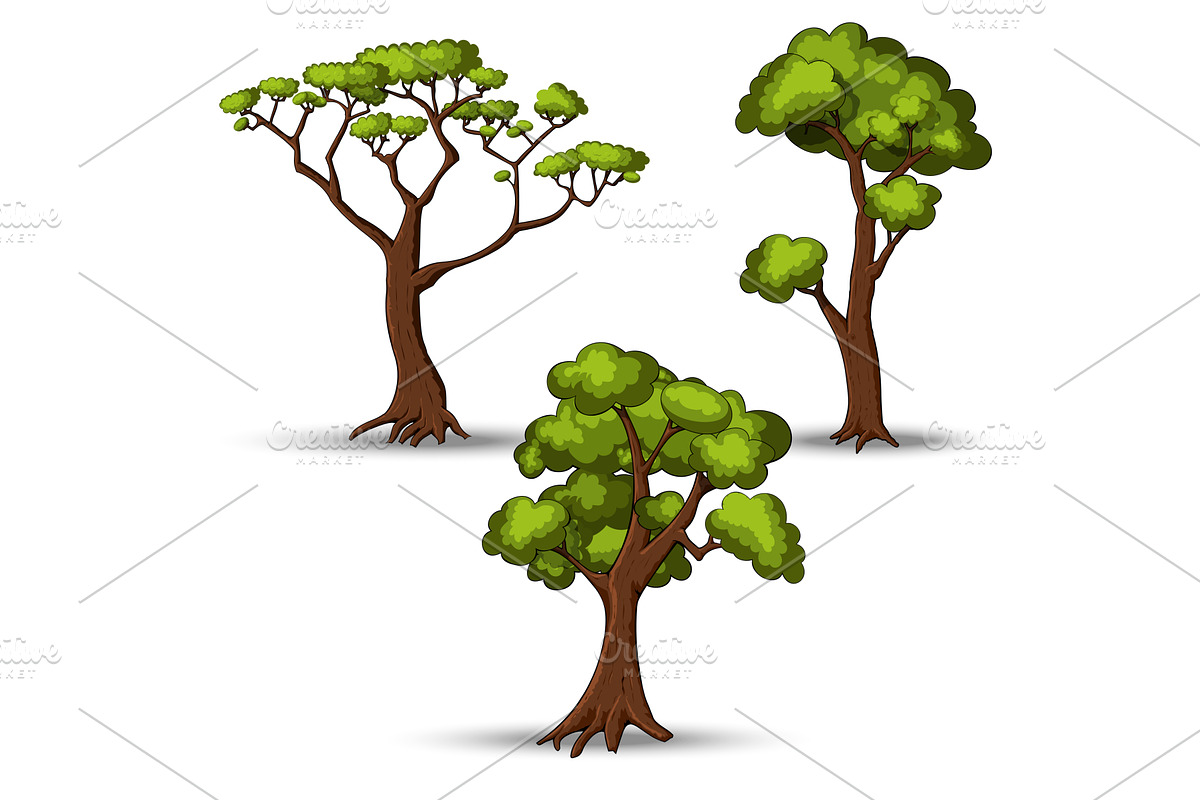 Set of flat stylized trees. Natural, an Object Illustration by piter.goskov