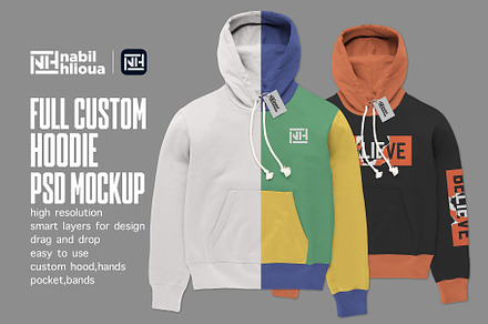 full customizable Hoodie PSD Mockup, a Hoody Mockup by NH graphic