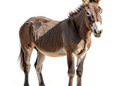 Brown Donkey Standing on White Backg, an Animal Photo by Pixeness