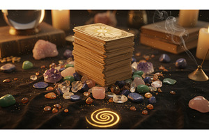 Stack of tarot cards with a Sun, an Abstract Photo by Igor Tichonow