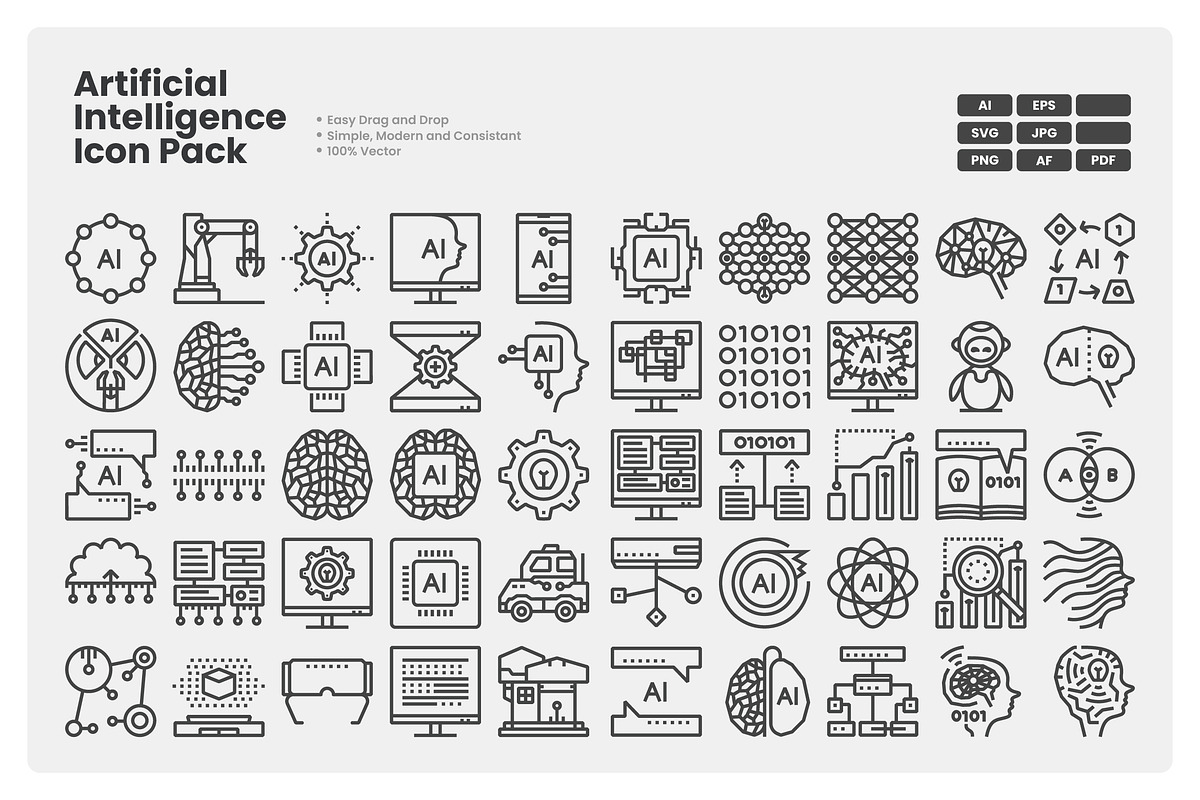 Artificial Intelligence Icons, an Outline Icon by erifqizeicon (Photo 3 of 3)