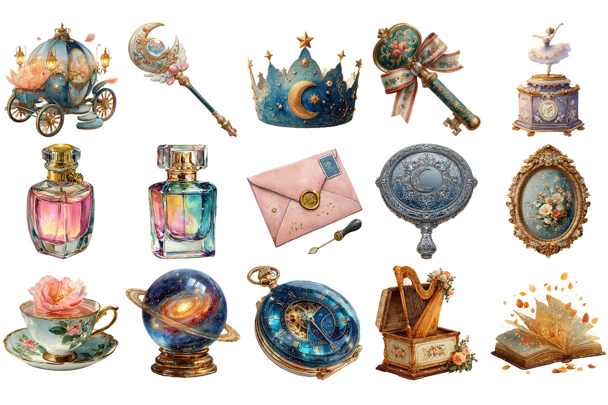 Gilded Reverie Watercolor Clipart, an Illustration by Craft Nest (Photo 3 of 4)
