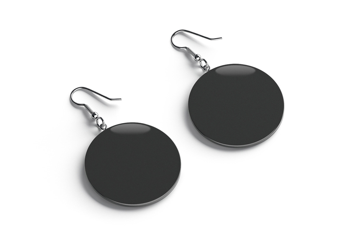 Black Round Earring Pair 3D Model, an Object 3D Model by rebrandy (Photo 2 of 9)