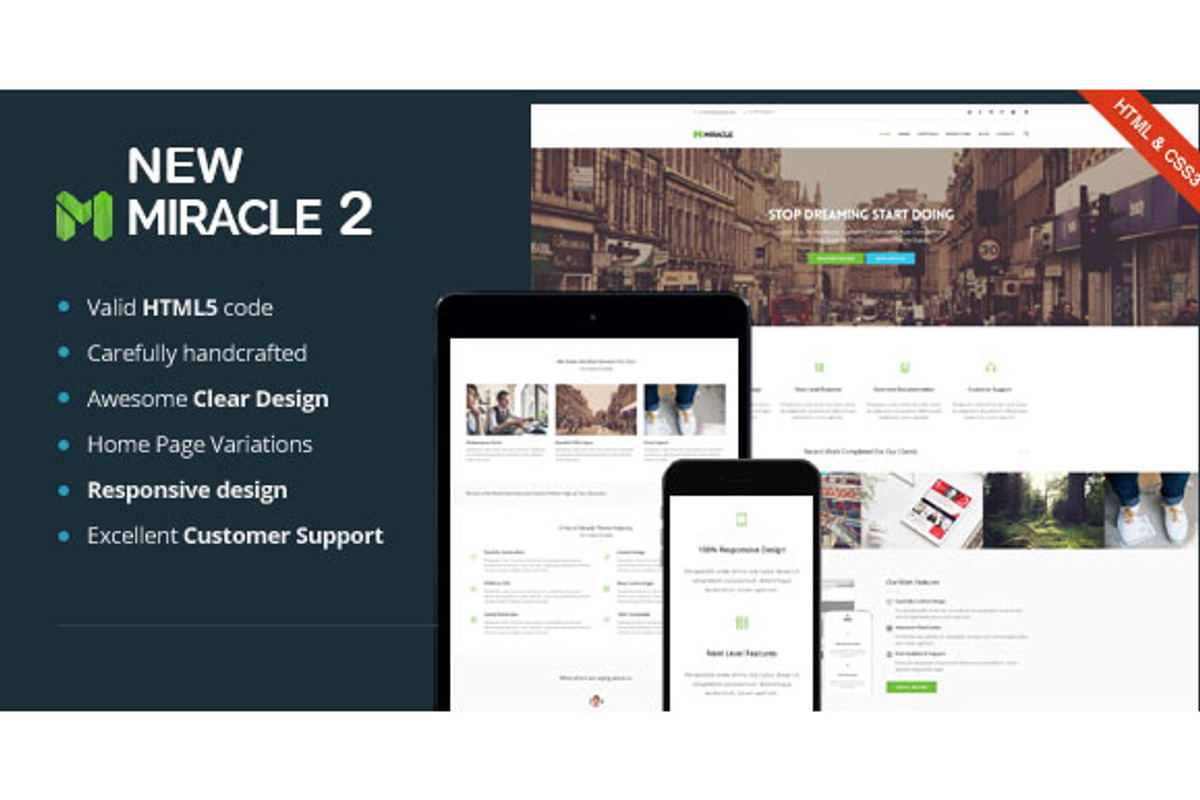 New Miracle - Responsive HTML5 Theme, a Websites & App Template by weblion (Photo 1 of 6)