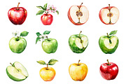 Watercolor Apple Clipart, an Illustration by Design Market (Thumbnail 3 of 4)