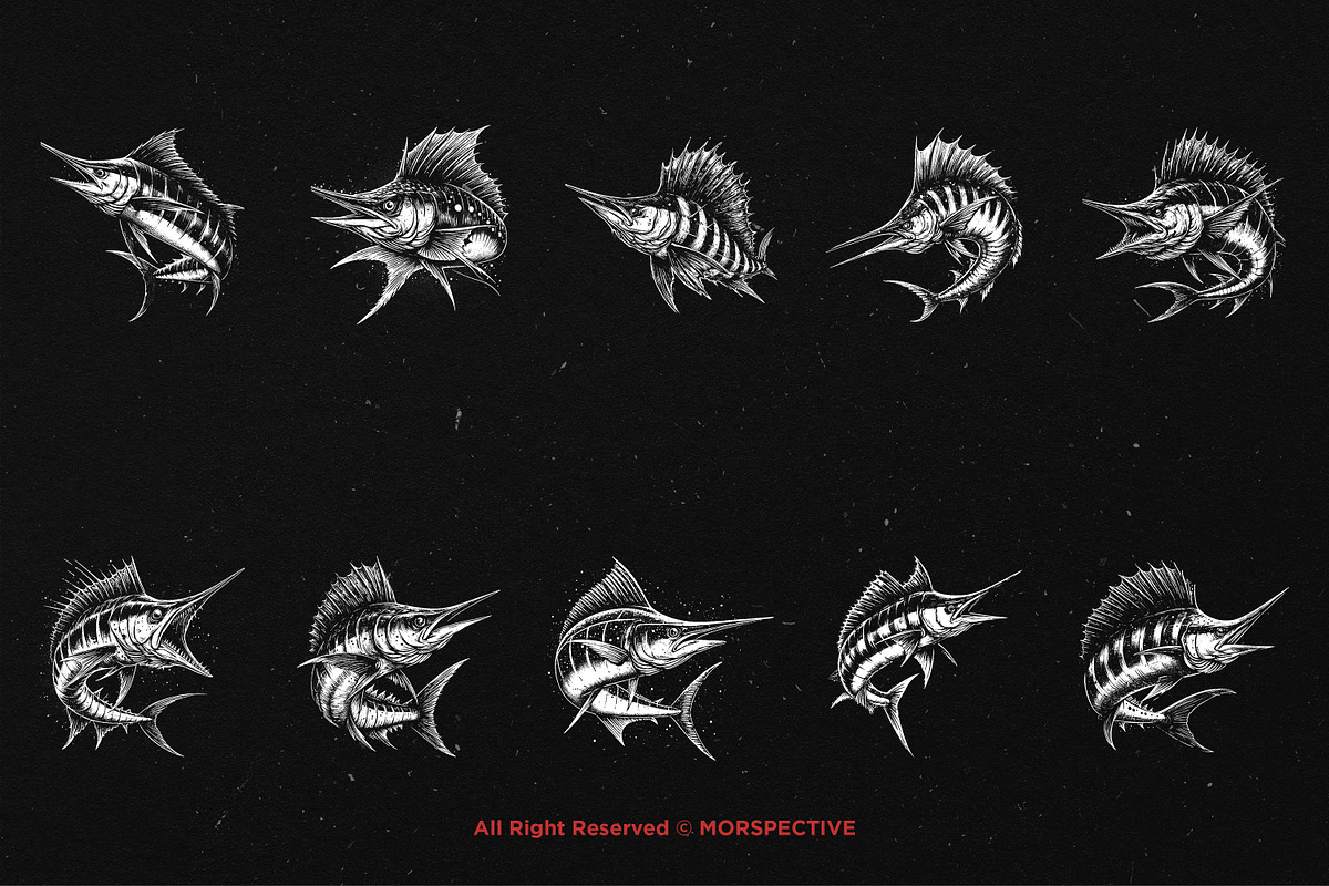 10 Bundle Dark Art Marlin Fish, an Illustration by Morspective (Photo 6 of 7)