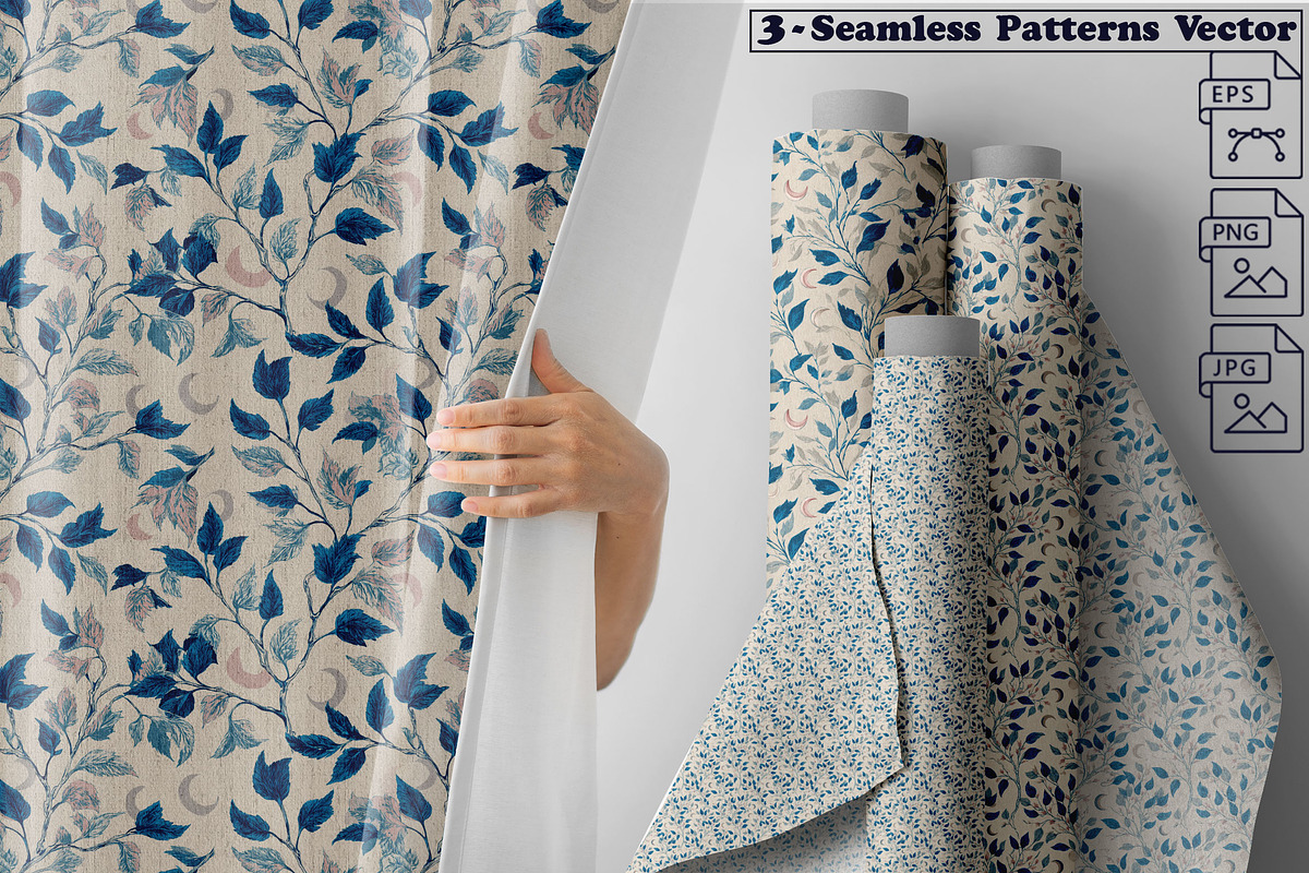 Crescent Moon & Vine Patterns, a Pattern Graphic by one-touch (Photo 1 of 9)