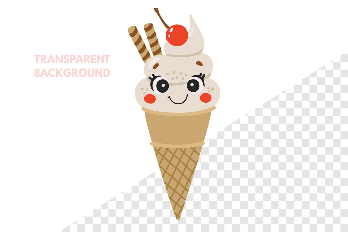 Cute Ice Cream Illustration, a Food Illustration by ⋒DesignECShop⋒ (Photo 2 of 3)