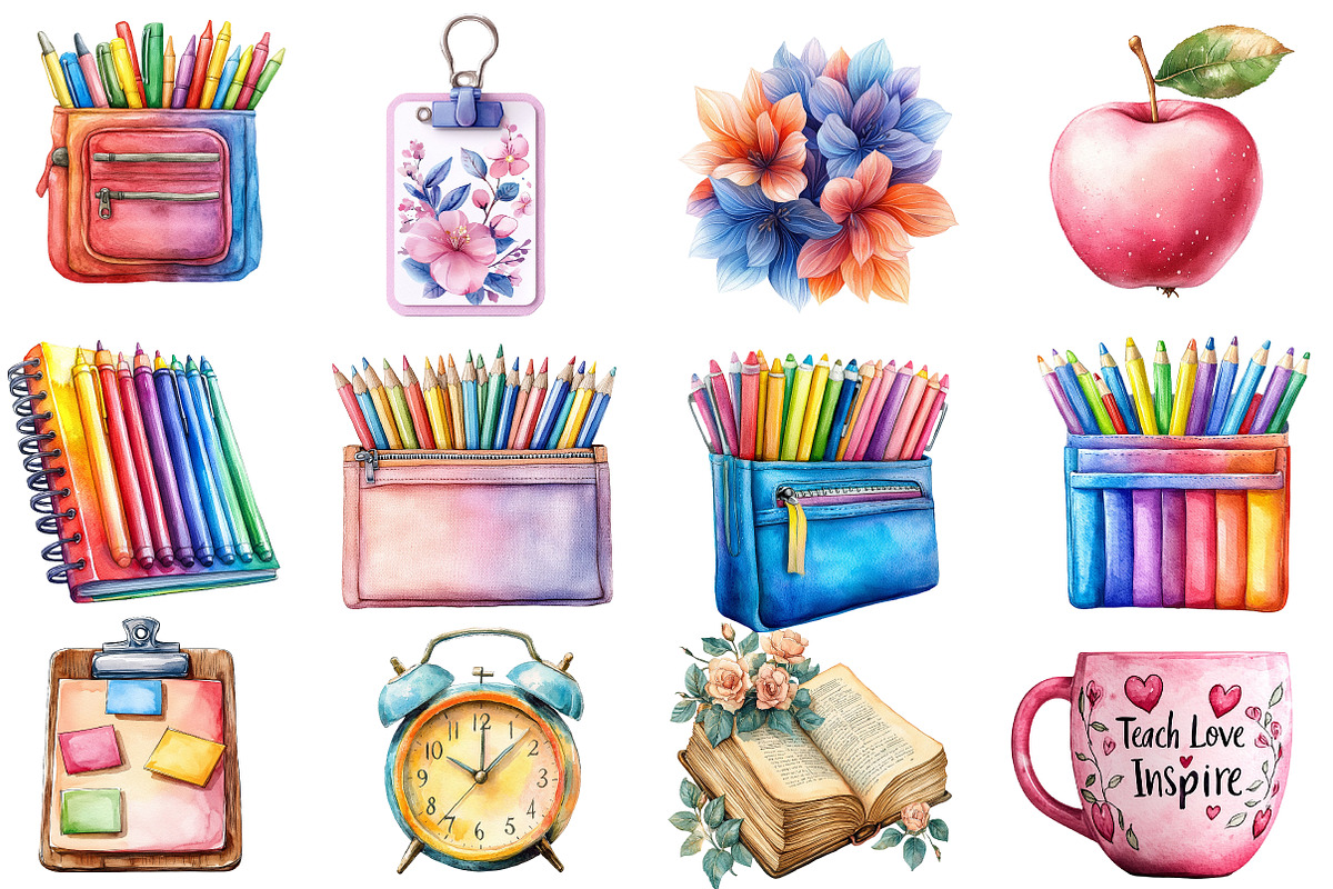 Pastel Teacher's Life Clipart, an Illustration by Designworld (Photo 2 of 6)
