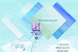 Watercolor Hot Air Balloon Graphics