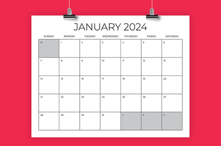 8.5 x 11 Inch 2024 Calendar, a Stationery Template by Running With Foxes