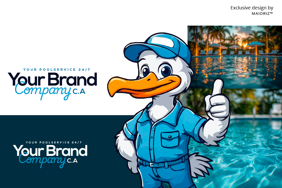 POOL SERVICE PELICAN MASCOT LOGO, a Branding & Logo Template by Maioriz Shop (Photo 2 of 2)