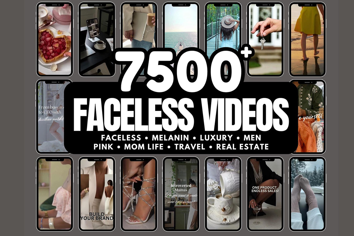 7500+ faceless videos bundle faceles, a Social Media Template by Faceless Aesthetic Videos (Photo 1 of 6)