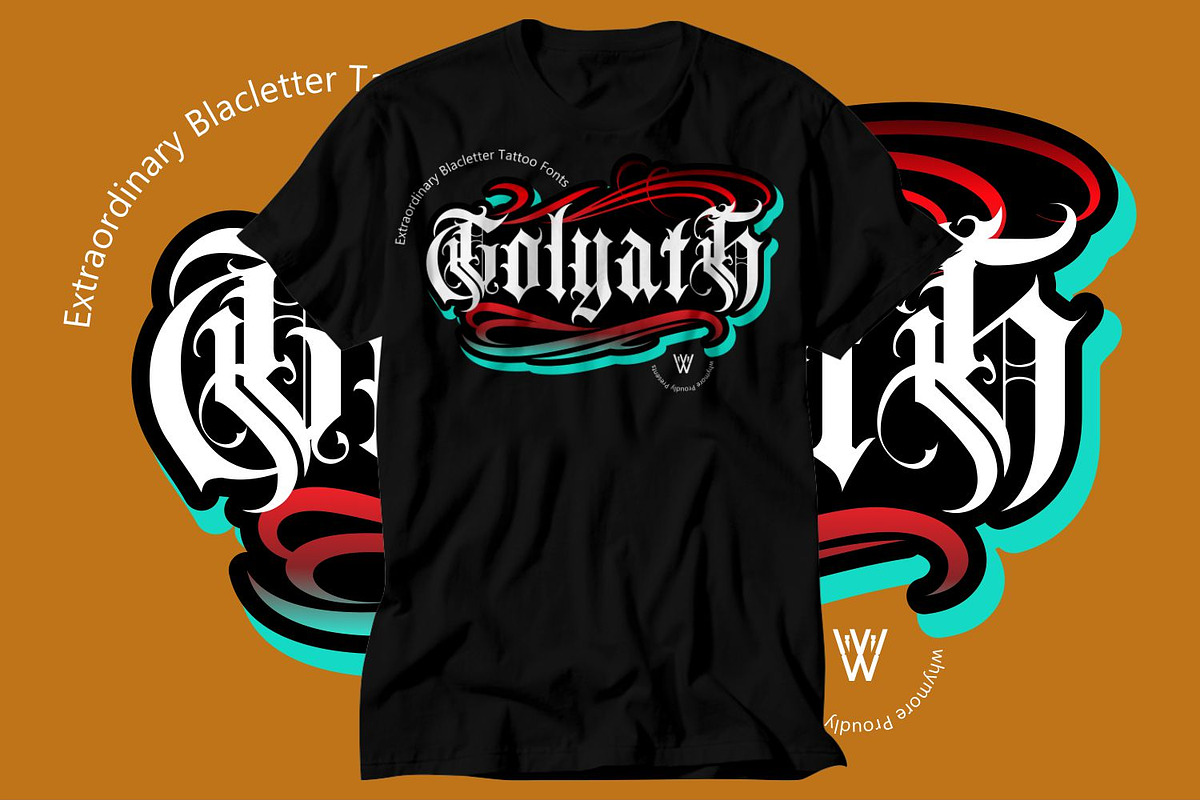 Golyath Blackletter Tattoo Font, a Blackletter Font by WhymoreArt (Photo 7 of 14)