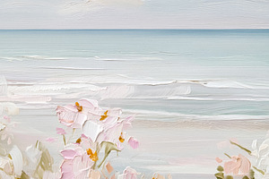 Impressionist floral beach landscape painting with textured wild, a Photo by Studio ANNA
