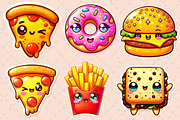 Fast Food Sticker Clipart Bundle, an Illustration by Designworld (Thumbnail 2 of 5)